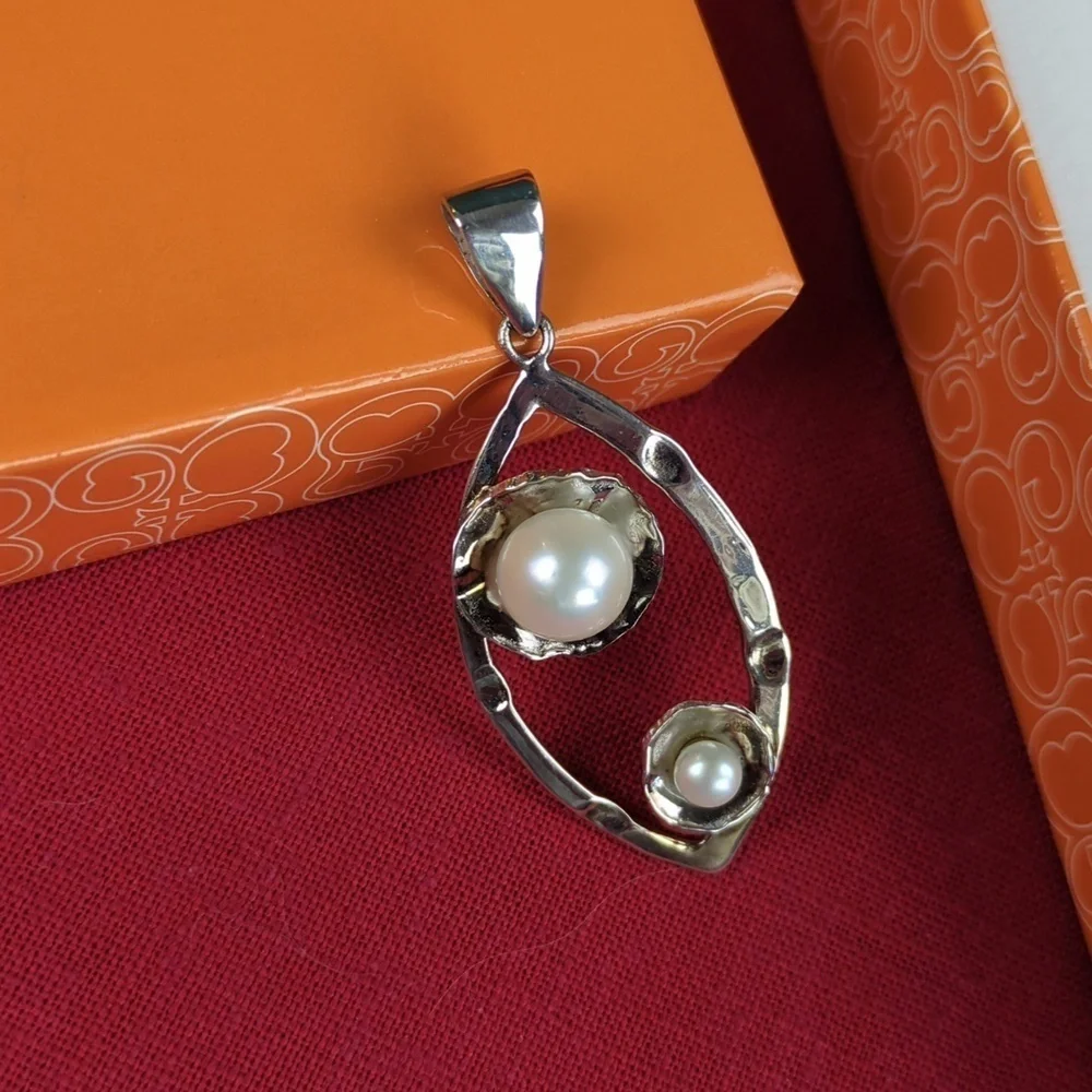 Gorgeous Pendant Pearls & Mexican Silver Talleres De Los Ballesteros - Picture 4 of 5